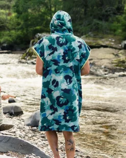 Tulum Recycled Towel Poncho - Alpine Camo Khaki Green