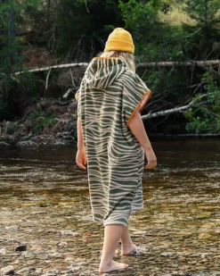 Tulum Recycled Towel Poncho - Strata Khaki Green