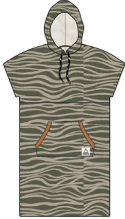 Tulum Recycled Towel Poncho - Strata Khaki Green