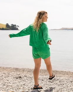 Vibes Toweling Shorts - Green Spruce