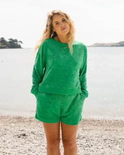 Vibes Toweling Shorts - Green Spruce