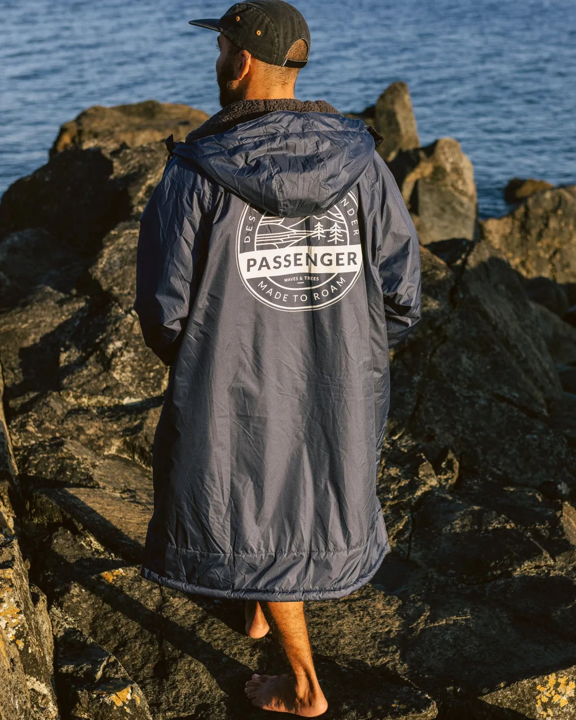 Waves Recycled Sherpa Lined Changing Robe - Rich Navy