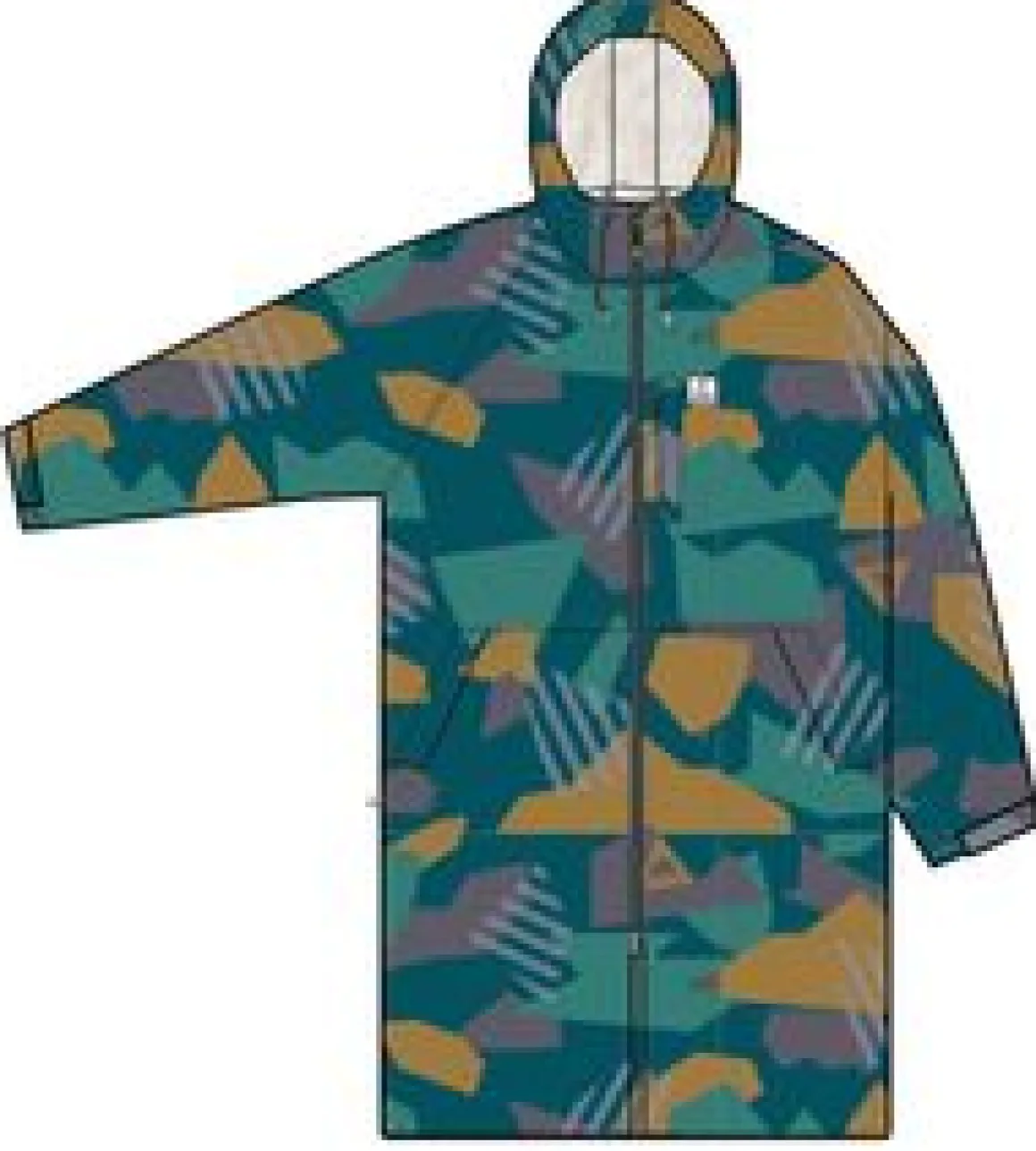 Waves Recycled Sherpa-Lined Changing Robe - Deep Blue Camo Pattern