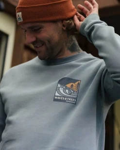 Waves u0026 Trees Organic Cotton Long Sleeve Sweatshirt - Stormy Sea