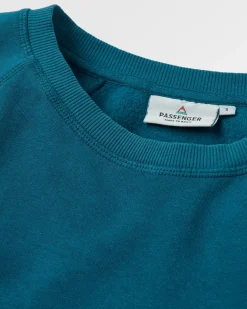 Waves u0026 Trees Recycled Cotton Long Sleeve Sweatshirt - Tidal Blue