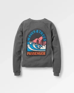 Waves u0026 Trees Recycled Cotton Long Sleeve Sweatshirt - Charcoal