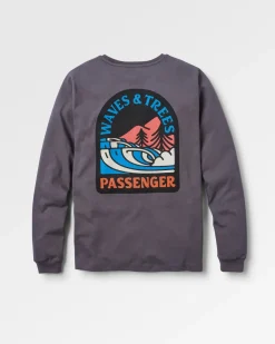 Waves u0026 Trees Recycled Long Sleeve T-Shirt - Charcoal