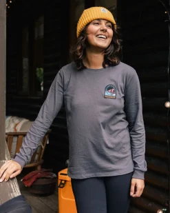 Waves u0026 Trees Recycled Long Sleeve T-Shirt - Charcoal