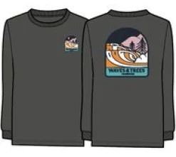 Waves u0026 Trees Recycled Long Sleeve T-Shirt - Charcoal