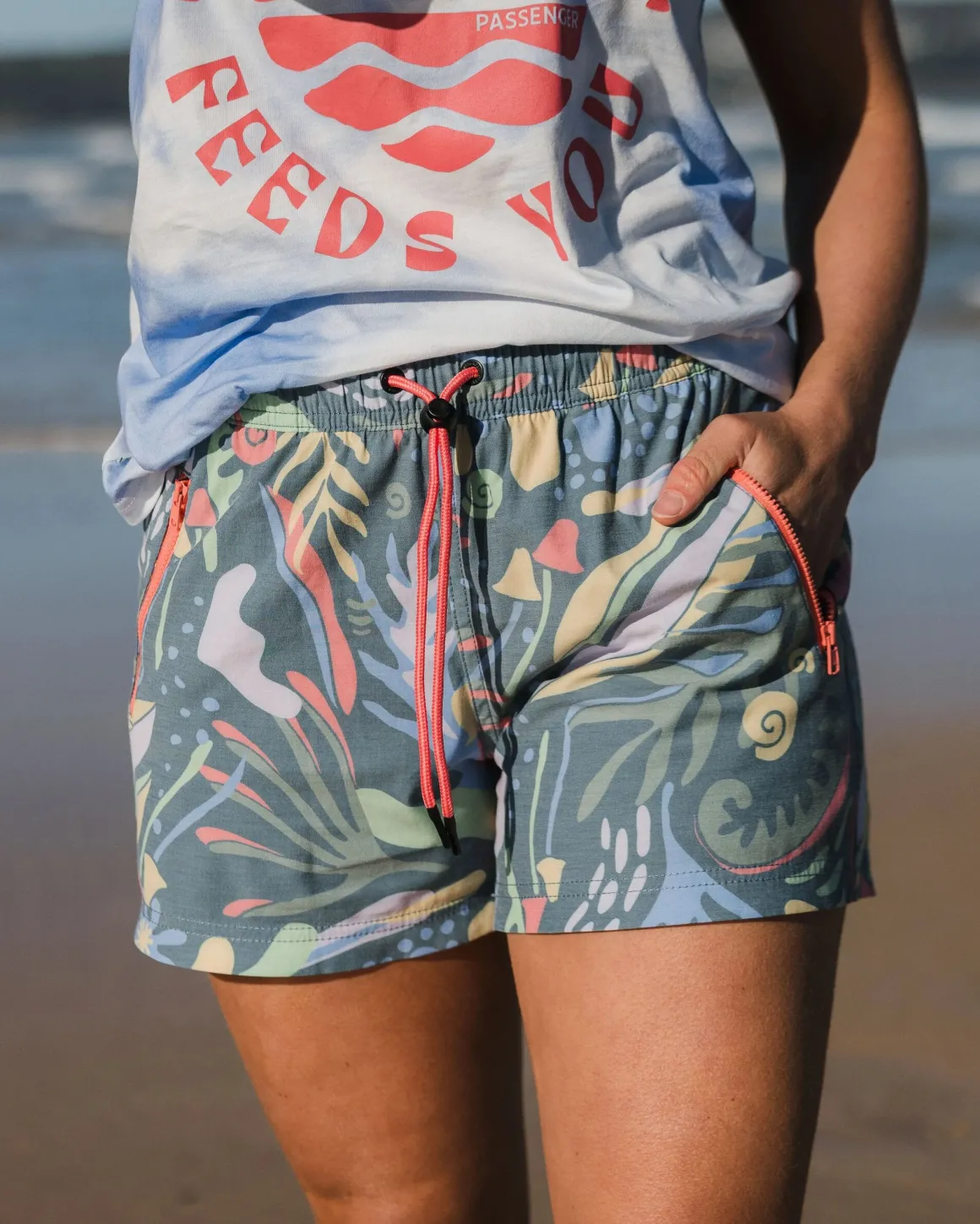 Way Out All Purpose Shorts - Abstract Seaweed Tidal Blue