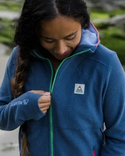 Women's Crest Recycled Polartec Fleece Hoodie - Dark Denim Marl