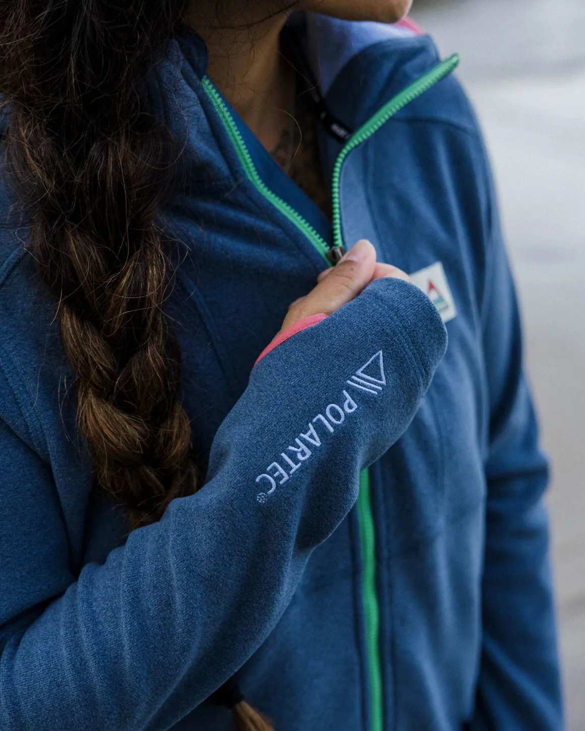 Women's Crest Recycled Polartec Fleece Hoodie - Dark Denim Marl