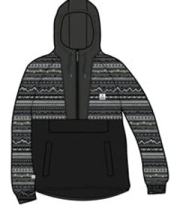 Woodland Hooded 1/2 Zip Recycled Polar Fleece - Mountain Geo Charcoal