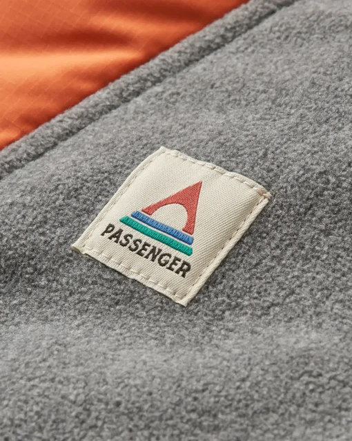 Woodland Hooded Half Zip Recycled Polar Fleece - Grey Marl/ Tidal Blue