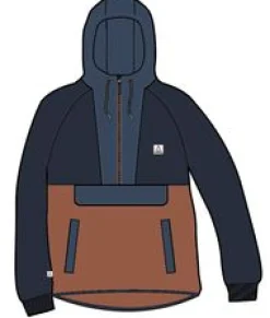 Woodland Hooded Half-Zip Polar Fleece - Deep Navy/Baked Clay