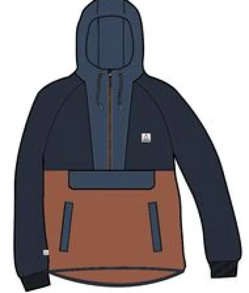 Woodland Hooded Half-Zip Polar Fleece - Deep Navy/Baked Clay